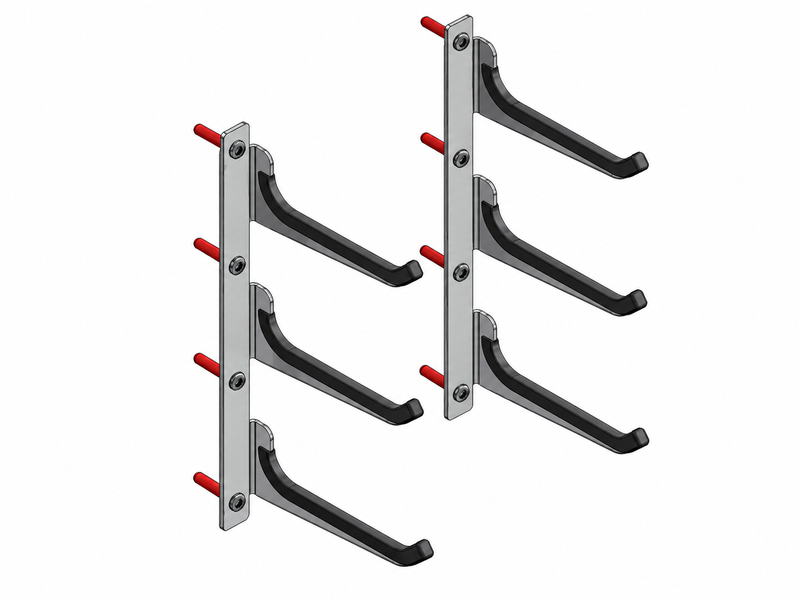 Wall-Mounted Hangers for Storage of 6 Pairs of Volleyball Posts
