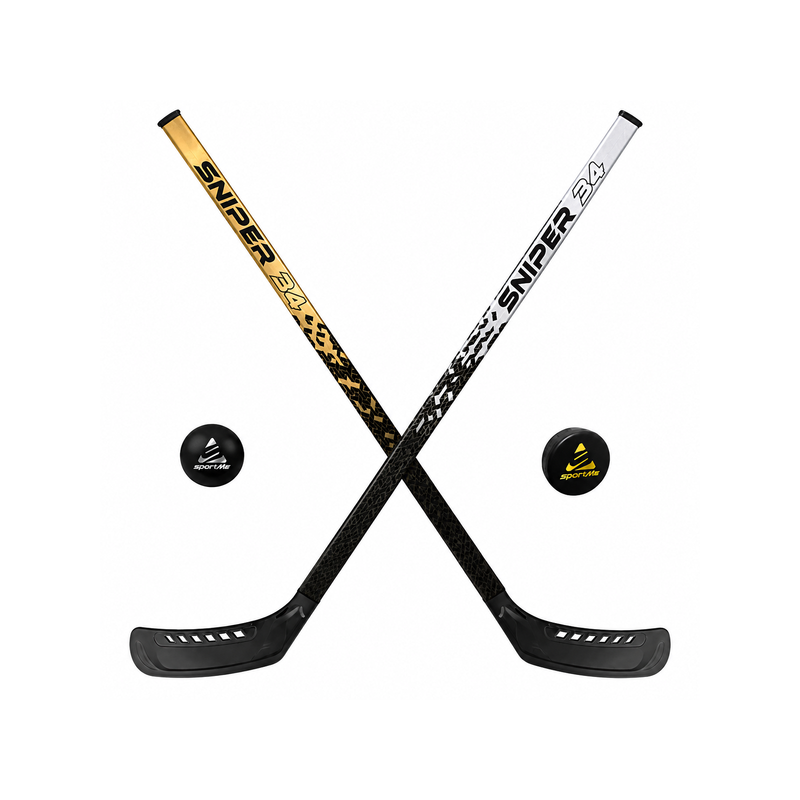Sniper Street Hockey Set – 2 x 87 cm Hockey Sticks with Ball and Puck
