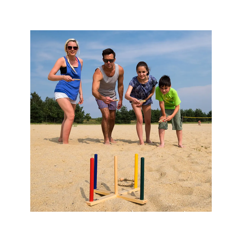 Classic Wooden and Hemp Ring Toss Game – for Accuracy and Coordination