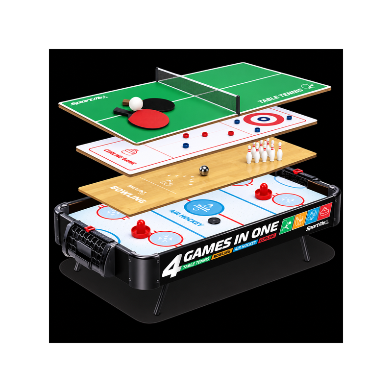 4-in-1 Table Game – Air Hockey, Table Tennis, Curling and Bowling